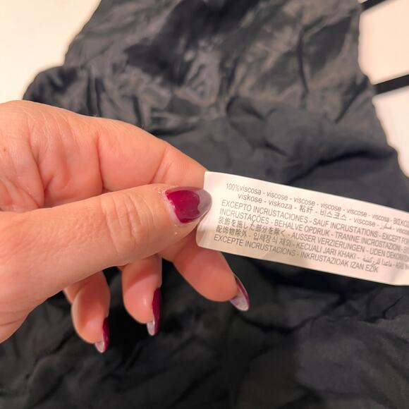 Zara Black Rhinestone Details V-Neck Satin Midi Dress Size Medium - Picture 9 of 12